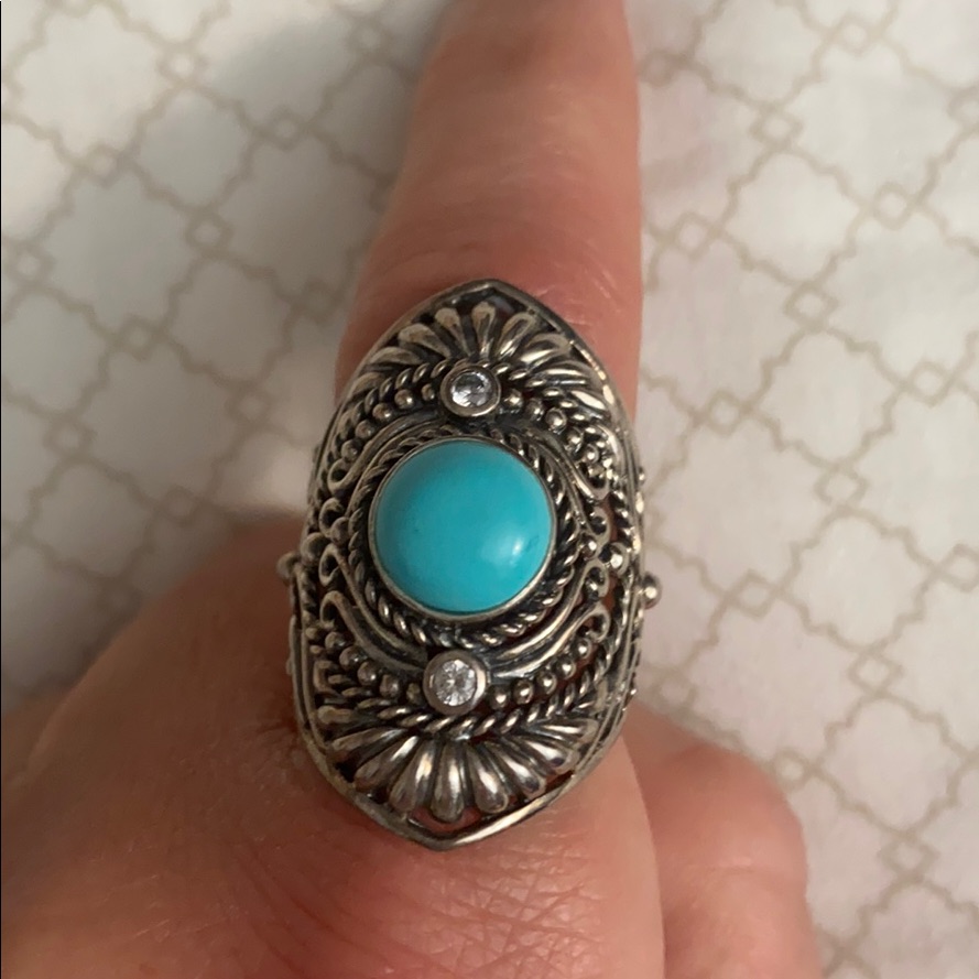Sterling Silver Ring With Turquoise Stone. Size 8